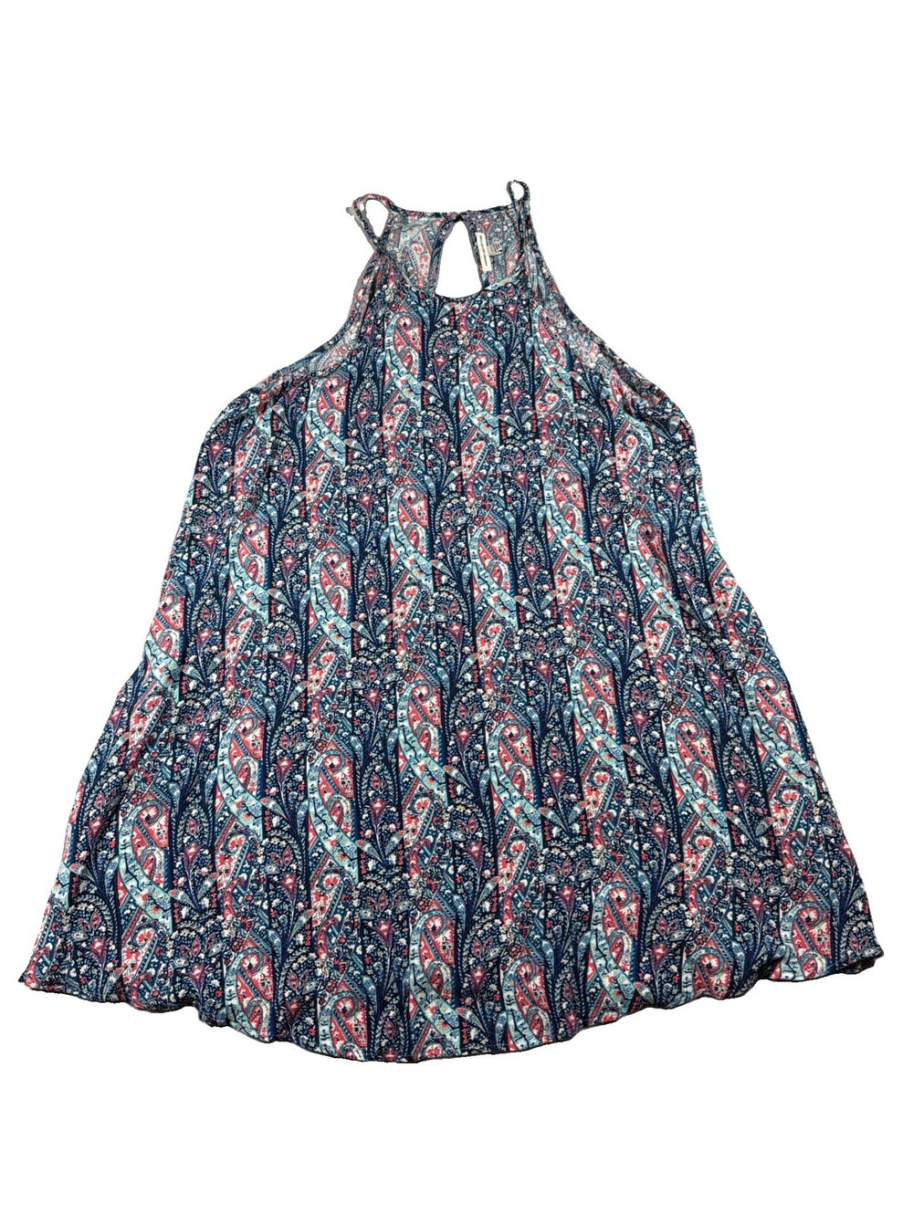 American Eagle Boho Paisley Halter Swing Mini Dress with Pockets Size Small 0157